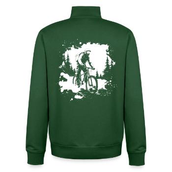 Graphismes de vélo de montagne - Sweat zippé unisexe en coton bio Stanley/Stella - vert bouteille - Dos - AI Model Male 185 dark (185cm)