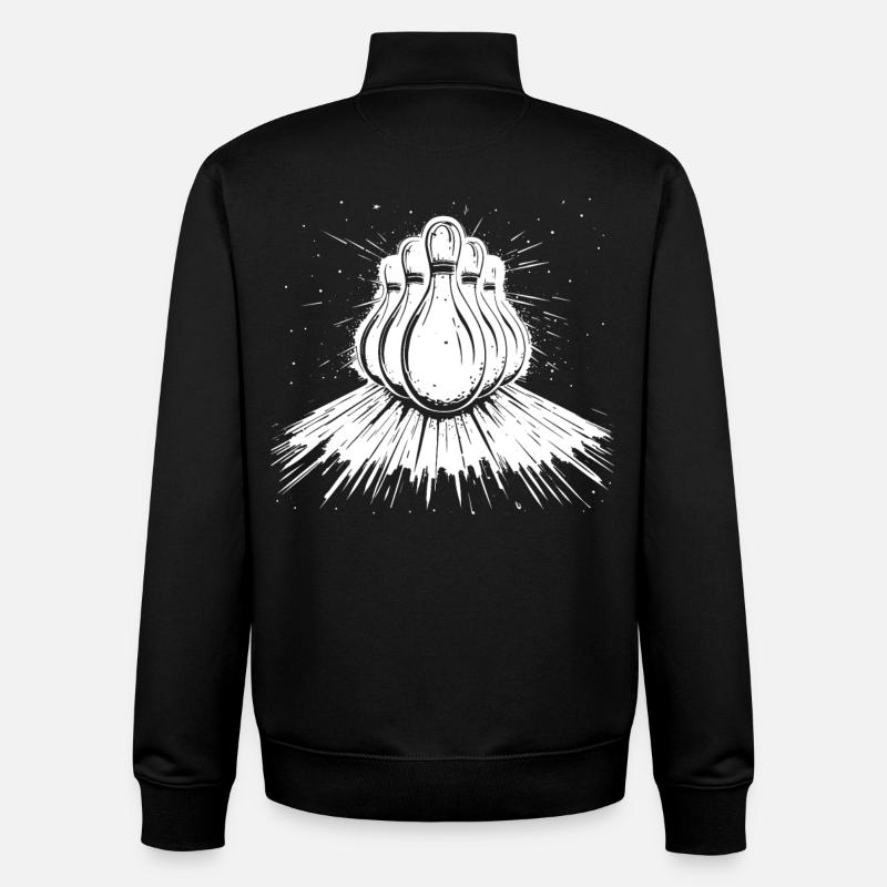 Dessin de bowling - Sweat zippé unisexe en coton bio Stanley/Stella - noir
