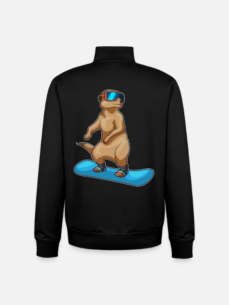 Snowboardeur Suricate - Sweat zippé unisexe en coton bio Stanley/Stella - noir