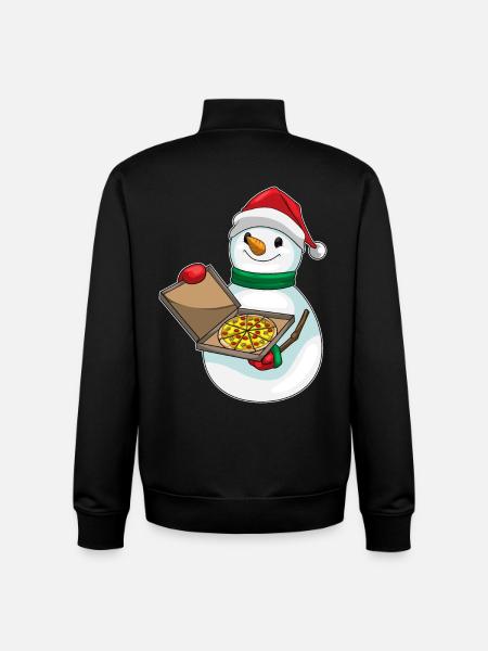 Snowman Christmas Pizza - Unisex Organic Zip Sweatshirt by Stanley/Stella - black