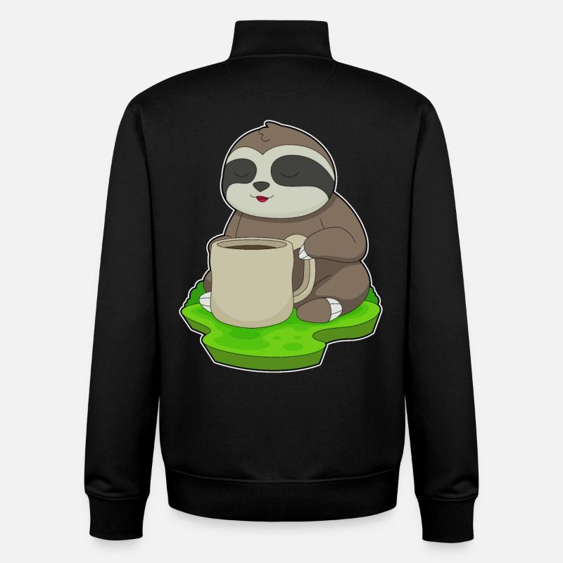 Faultier Tasse Kaffee - Unisex Organic Zip Sweatshirt von Stanley/Stella - Schwarz