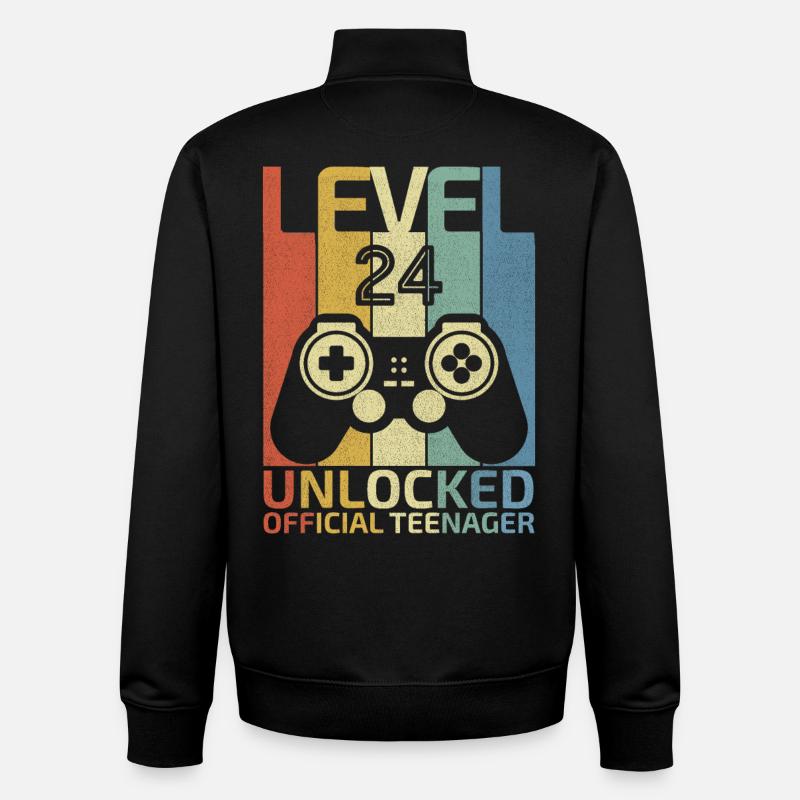 Niveau 24 Débloqué : Adolescent officiel - Sweat zippé unisexe en coton bio Stanley/Stella - noir