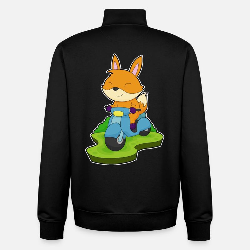 Moto Fox - Sweat zippé unisexe en coton bio Stanley/Stella - noir