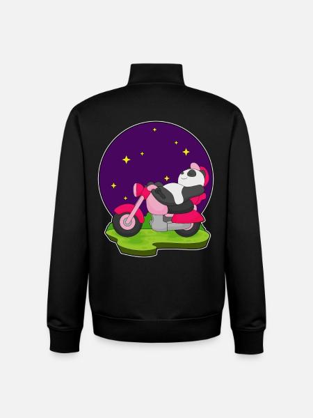 Panda Motorcycle - Unisex Organic Zip Sweatshirt by Stanley/Stella - black