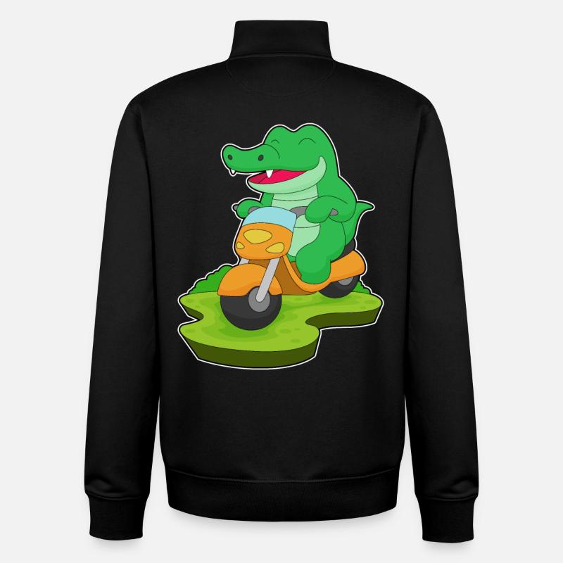 Krokodil Motorrad - Unisex Organic Zip Sweatshirt von Stanley/Stella - Schwarz
