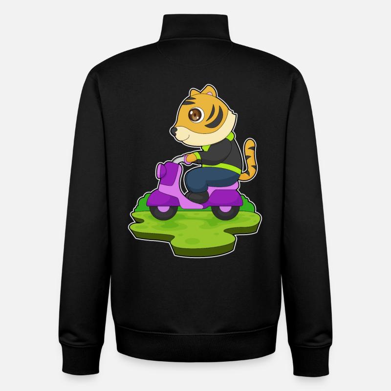 Moto Tiger - Sweat zippé unisexe en coton bio Stanley/Stella - noir