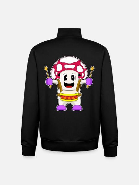 Mushroom Musician Drum Music - Unisex Organic Zip Sweatshirt by Stanley/Stella - black