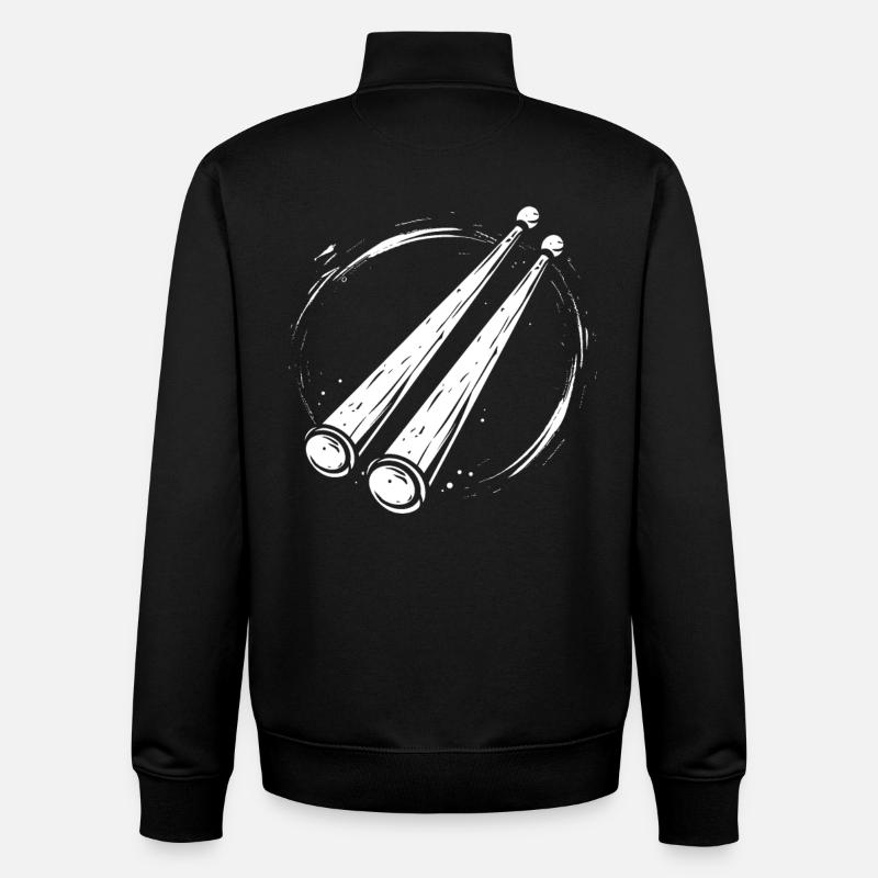 Drumsticks Sketch - Unisex Organic Zip Sweatshirt by Stanley/Stella - black