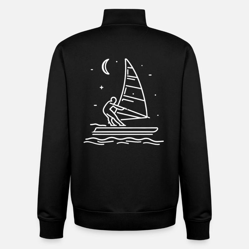Dessin de planche à voile - Sweat zippé unisexe en coton bio Stanley/Stella - noir