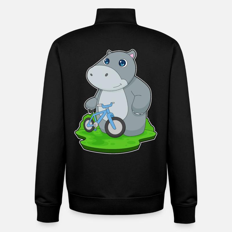Hippopotame Bicyclette - Sweat zippé unisexe en coton bio Stanley/Stella - noir