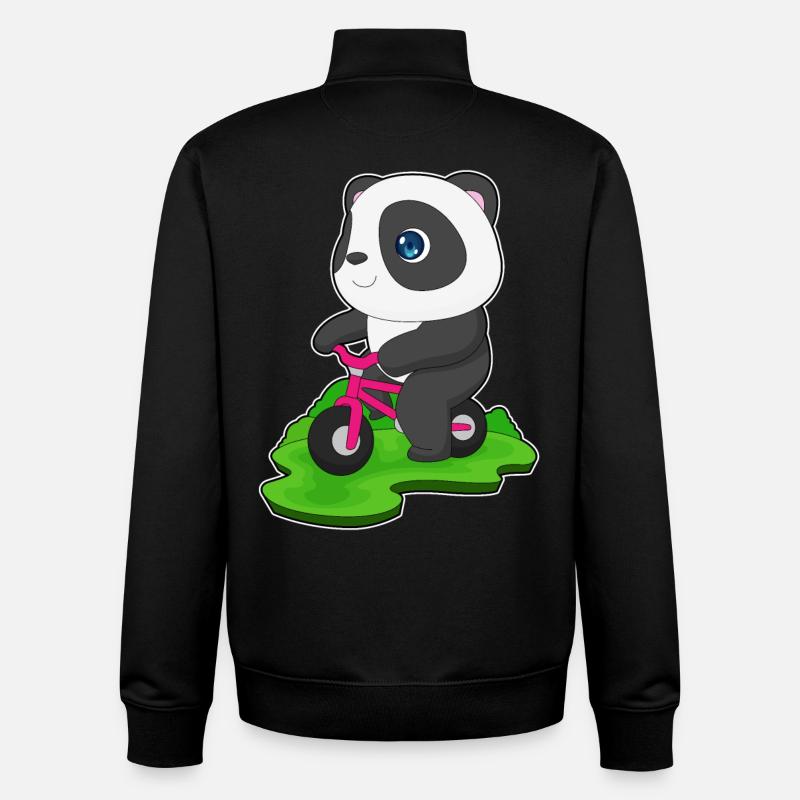 Vélo Panda - Sweat zippé unisexe en coton bio Stanley/Stella - noir