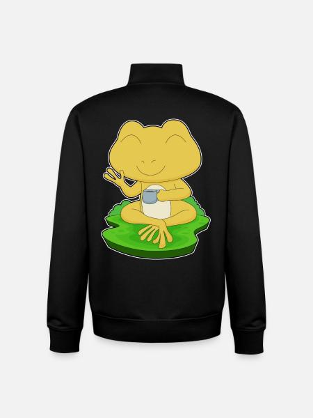 Frog Cup of Coffee - Unisex Organic Zip Sweatshirt by Stanley/Stella - black