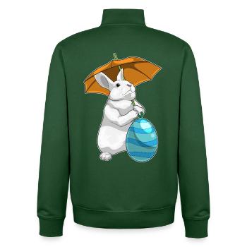 Parapluie de Pâques du Lapin de Pâques - Sweat zippé unisexe en coton bio Stanley/Stella - vert bouteille - Dos - AI Model Male 185 dark (185cm)