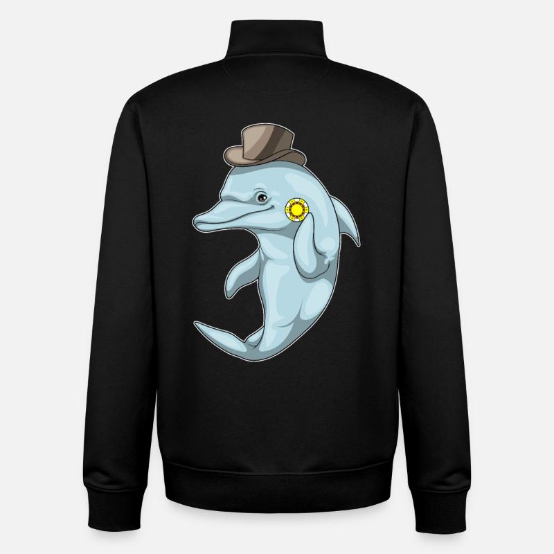 Dolphin Poker Jetons de Poker - Sweat zippé unisexe en coton bio Stanley/Stella - noir