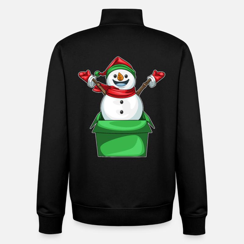Schneemann Weihnachten Karton - Unisex Organic Zip Sweatshirt von Stanley/Stella - Schwarz