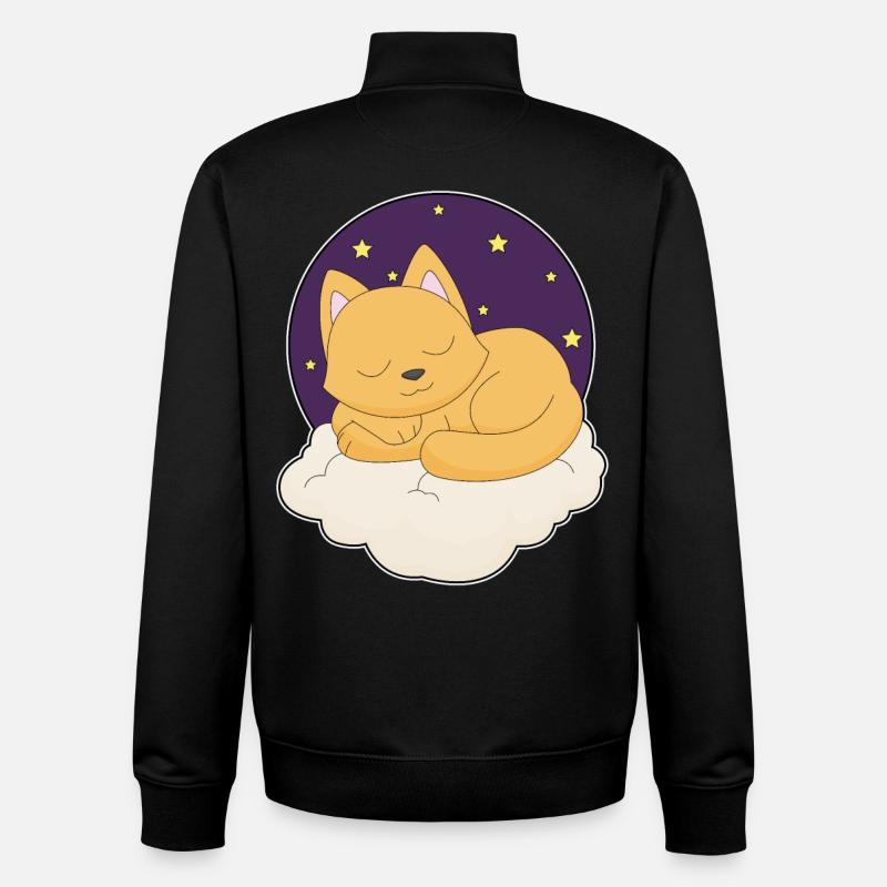 Cat Clouds Stars - Unisex Organic Zip Sweatshirt by Stanley/Stella - black