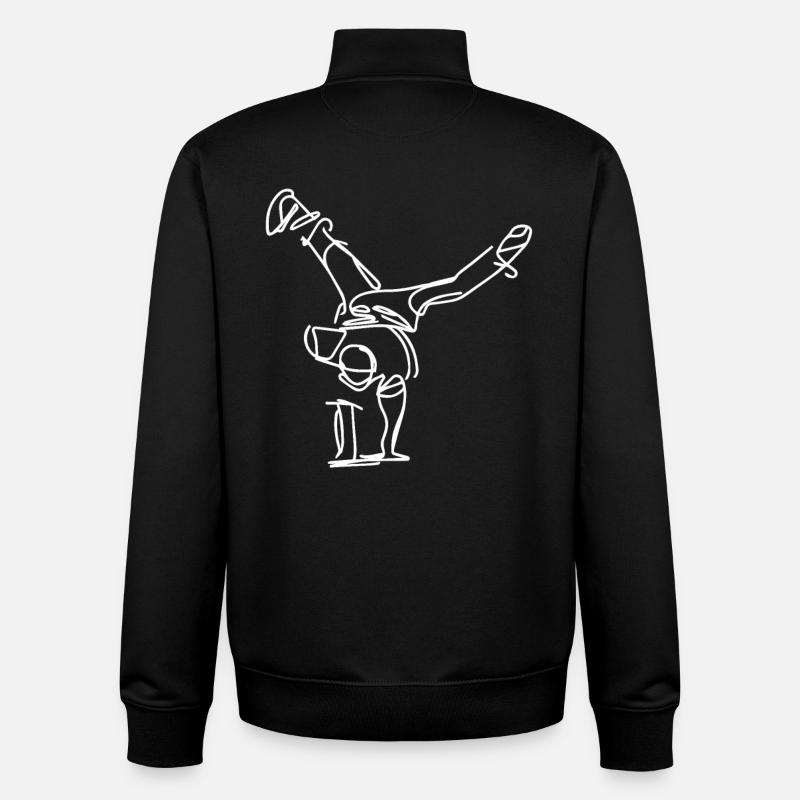 Dessin de Breakdancer - Sweat zippé unisexe en coton bio Stanley/Stella - noir