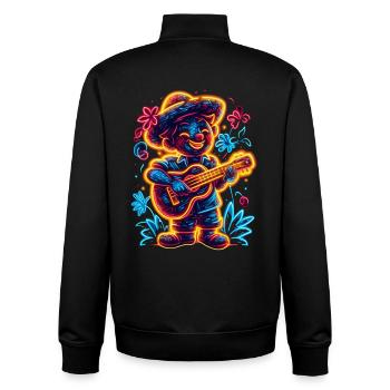 Ukulele Retrowave - Unisex Organic Zip Sweatshirt by Stanley/Stella - black - Back - AI Model Male 185 light (185cm)