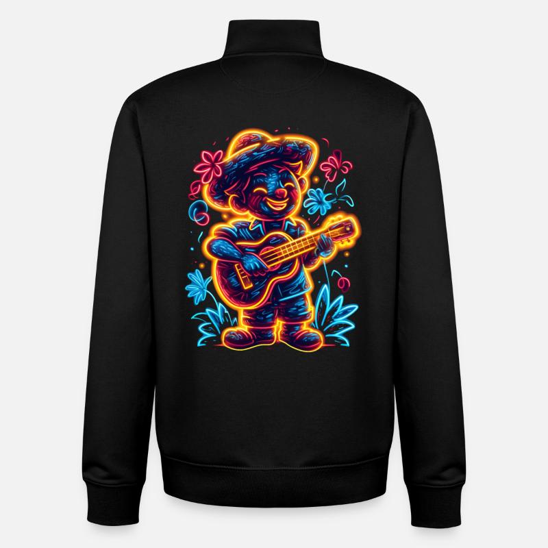 Ukulélé Retrowave - Sweat zippé unisexe en coton bio Stanley/Stella - noir