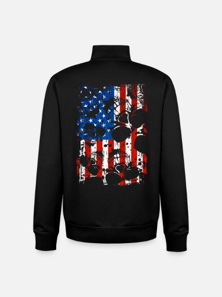 Skull USA Pride - Unisex Organic Zip Sweatshirt by Stanley/Stella - black