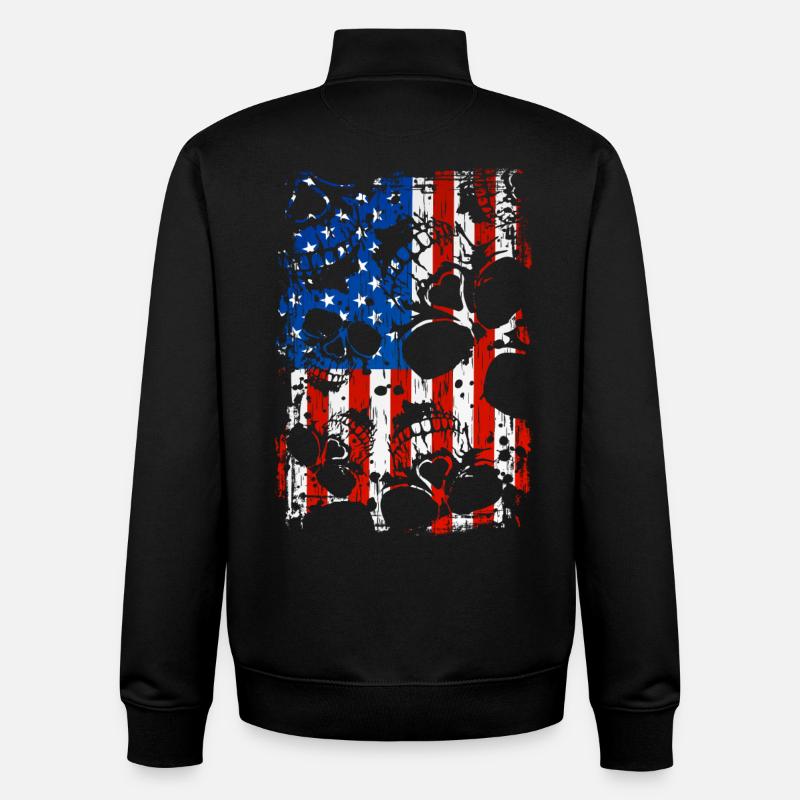 Skull USA Pride - Unisex Organic Zip Sweatshirt by Stanley/Stella - black