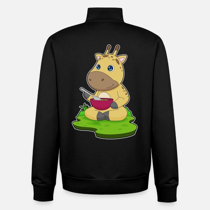 Giraffe Food Bowl - Unisex Organic Zip Sweatshirt by Stanley/Stella - black
