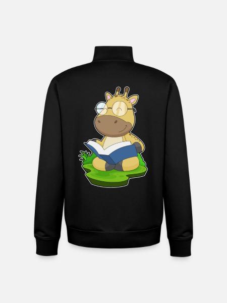 Giraffe Nerd Book Glasses - Unisex Organic Zip Sweatshirt by Stanley/Stella - black