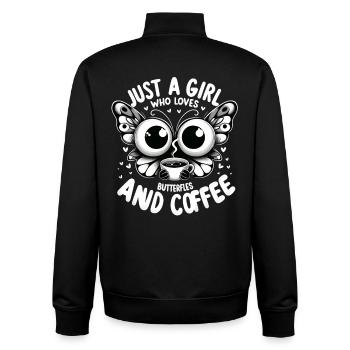 Mädchen Kaffee Schmetterling Tagpfauenauge - Unisex Organic Zip Sweatshirt von Stanley/Stella - Schwarz - Hinten - AI Model Male 185 light (185cm)