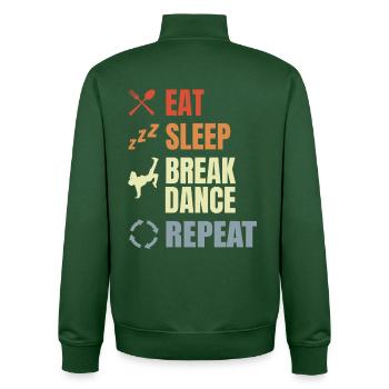 Eat Sleep Break Dance Repeat - Unisex Organic Zip Sweatshirt by Stanley/Stella - bottle green - Back - AI Model Male 185 dark (185cm)