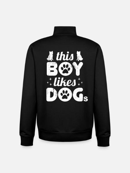 This boy likes dogs - Unisex Organic Zip Sweatshirt by Stanley/Stella - black
