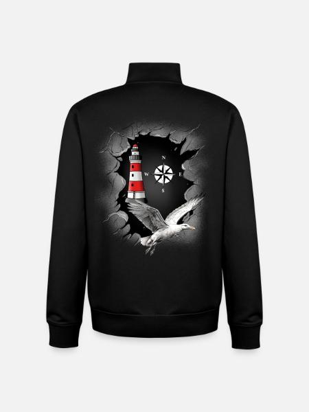Seagull Lighthouse Compass Maritime Ahoy - Unisex Organic Zip Sweatshirt by Stanley/Stella - black