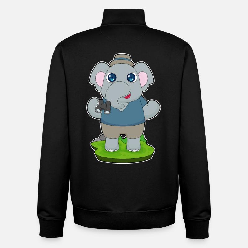 Elephant Binoculars - Unisex Organic Zip Sweatshirt by Stanley/Stella - black