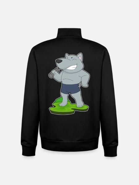 Dog Bodybuilder Dumbbell Bodybuilding - Unisex Organic Zip Sweatshirt by Stanley/Stella - black