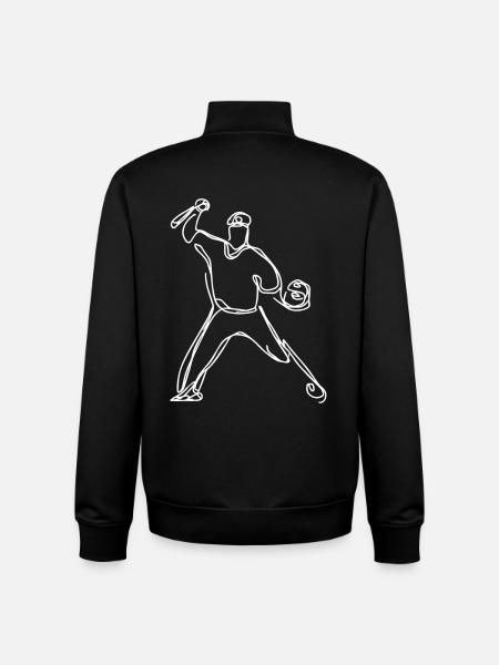Baseball player sketch - Unisex Organic Zip Sweatshirt by Stanley/Stella - black