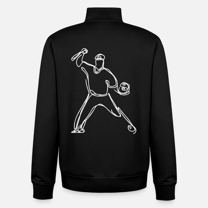 Baseball player sketch - Unisex Organic Zip Sweatshirt by Stanley/Stella - black