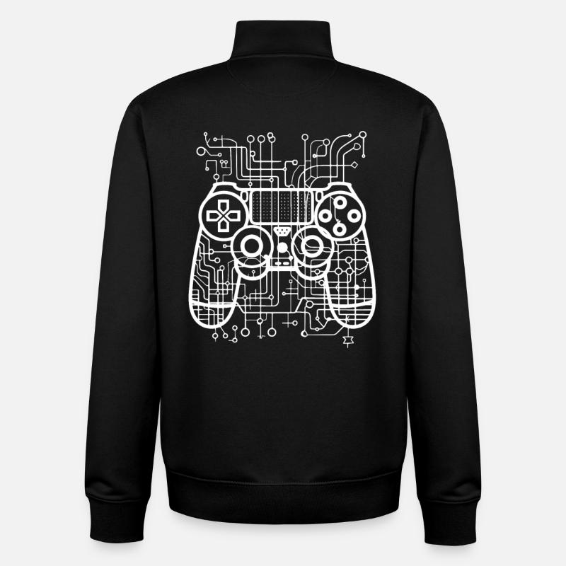Gaming Controller Drawing - Unisex Organic Zip Sweatshirt by Stanley/Stella - black