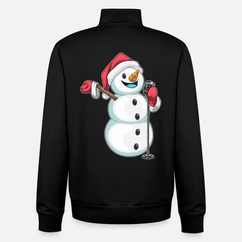 Snowman Christmas Singer - Unisex Organic Zip Sweatshirt by Stanley/Stella - black