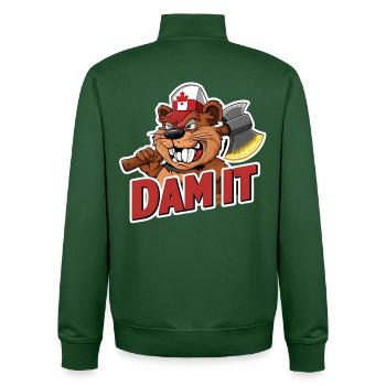 "Dam It" Biber Kanada-Stolz Lustiger Holzfäller - Unisex Organic Zip Sweatshirt von Stanley/Stella - Flaschengrün - Hinten - AI Model Male 185 dark (185cm)