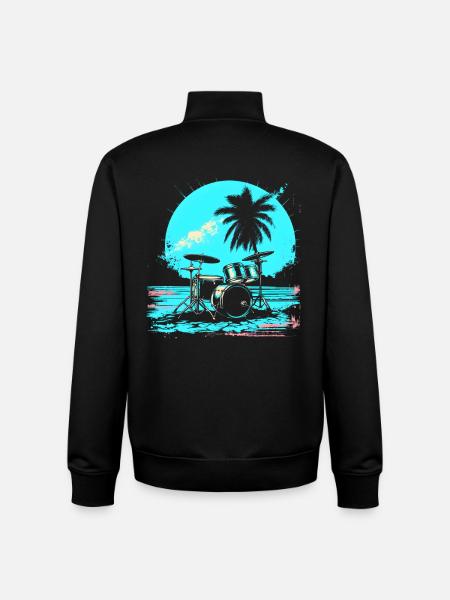 Retro Drums - Unisex Organic Zip Sweatshirt by Stanley/Stella - black