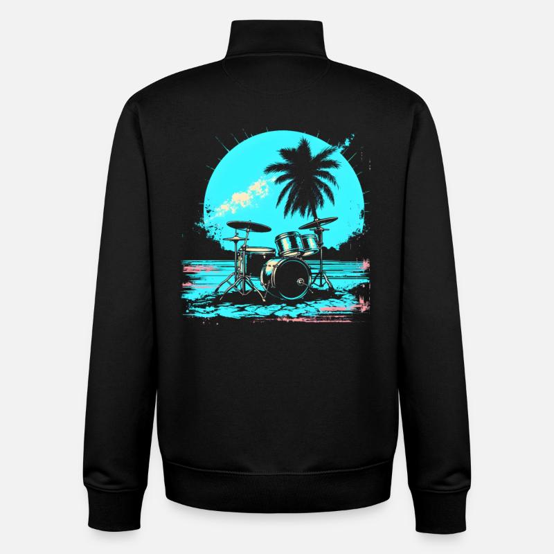 Retro Drums - Unisex Organic Zip Sweatshirt by Stanley/Stella - black