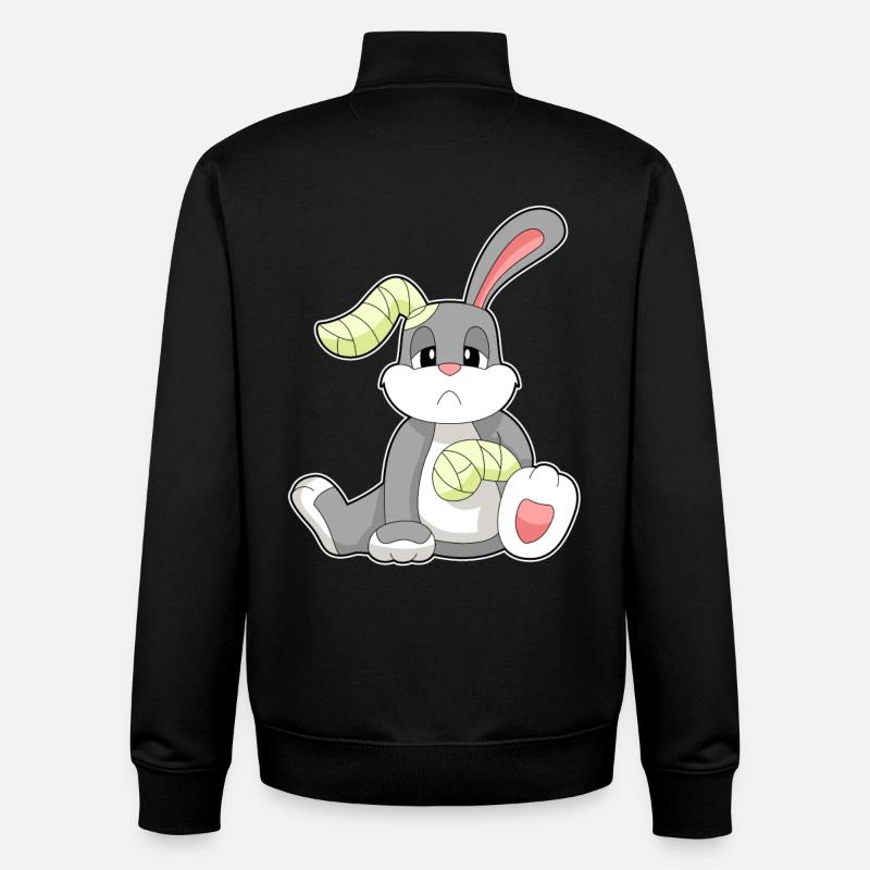 Bandage de lapin - Sweat zippé unisexe en coton bio Stanley/Stella - noir