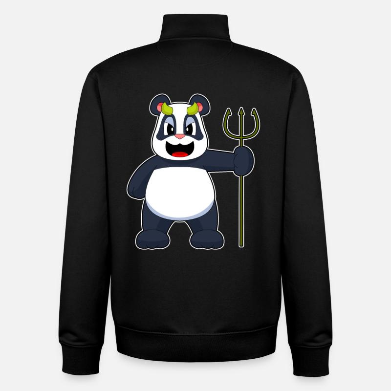 Panda Halloween Diable - Sweat zippé unisexe en coton bio Stanley/Stella - noir