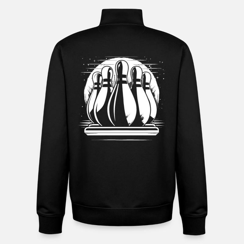 Dessin de quilles de bowling - Sweat zippé unisexe en coton bio Stanley/Stella - noir