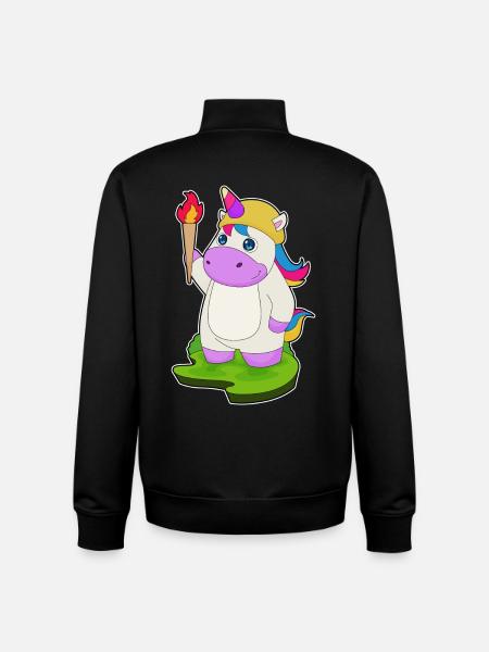 Torche Licorne - Sweat zippé unisexe en coton bio Stanley/Stella - noir