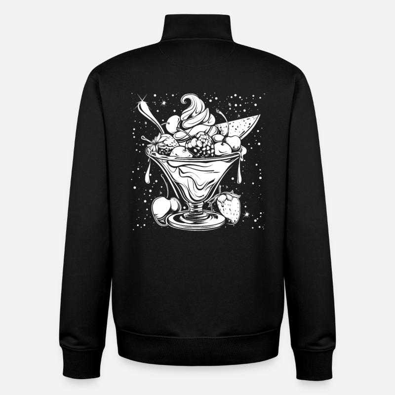 Dessin de coupe glacée - Sweat zippé unisexe en coton bio Stanley/Stella - noir