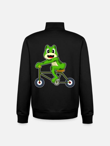 Frog Bicycle - Unisex Organic Zip Sweatshirt by Stanley/Stella - black