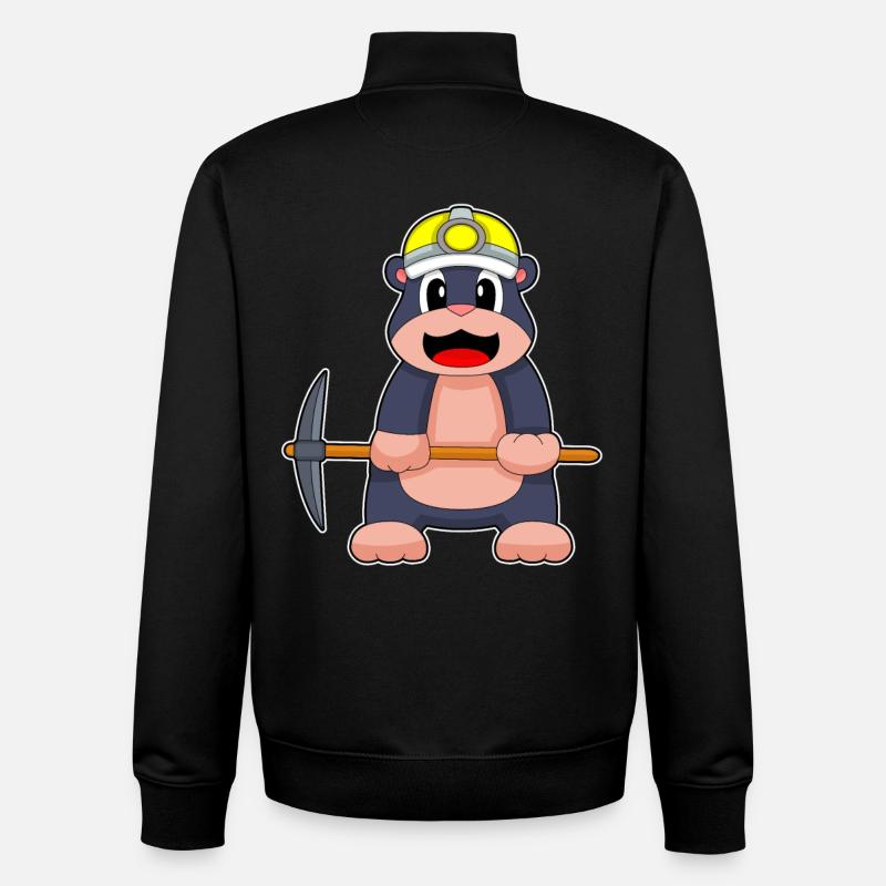 Maulwurf Bergarbeiter Spitzhacke Bergbau - Unisex Organic Zip Sweatshirt von Stanley/Stella - Schwarz