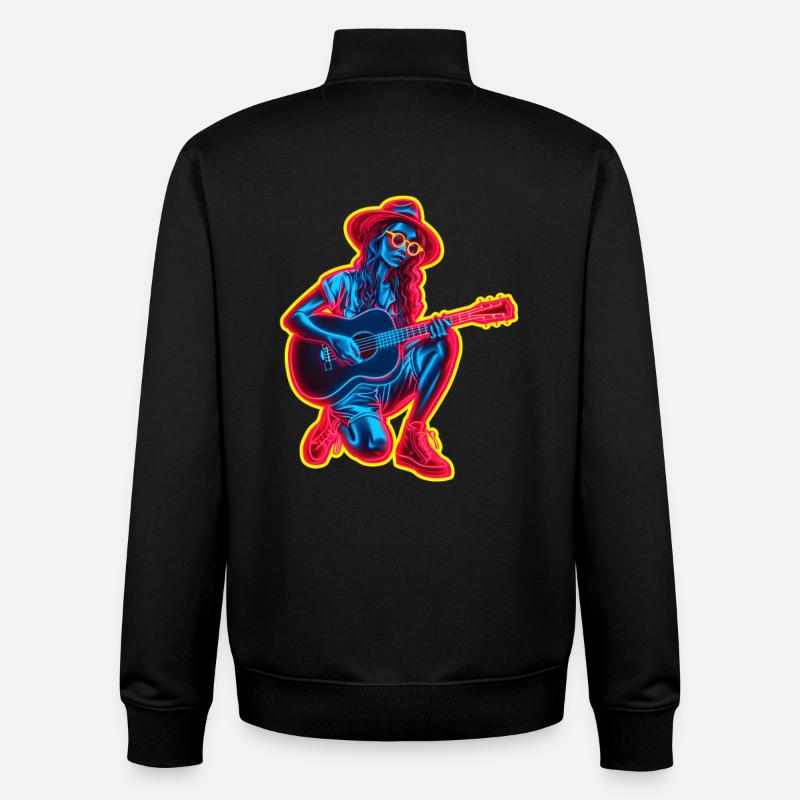 Guitariste rétro - Sweat zippé unisexe en coton bio Stanley/Stella - noir