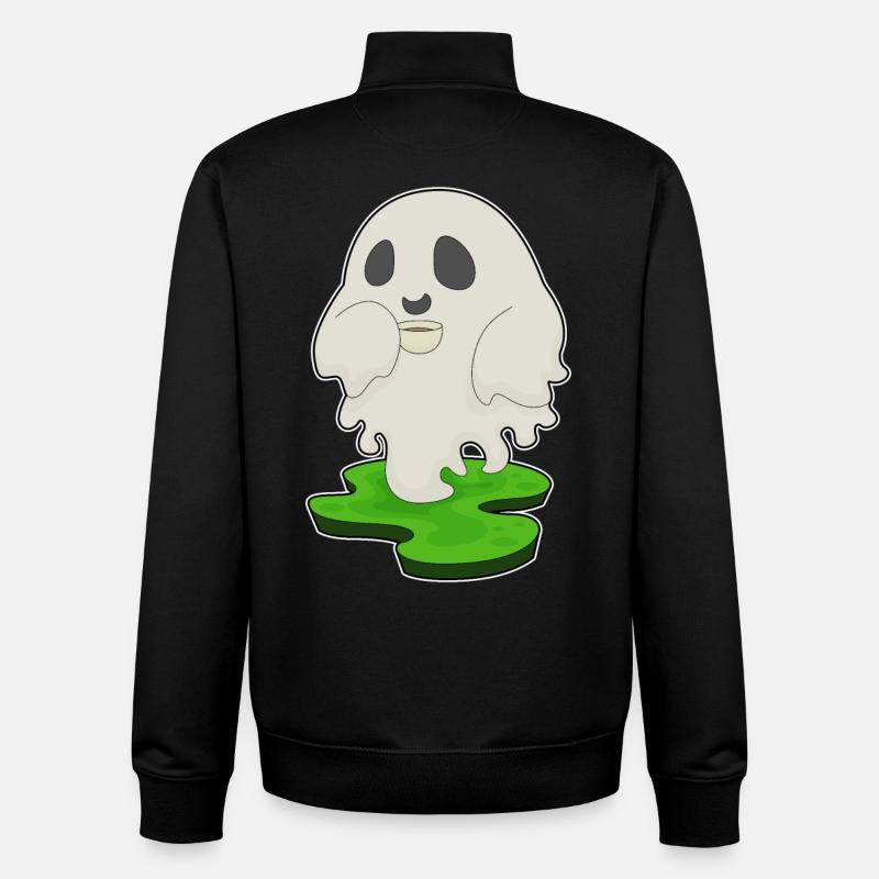 Geist Halloween Kaffee - Unisex Organic Zip Sweatshirt von Stanley/Stella - Schwarz