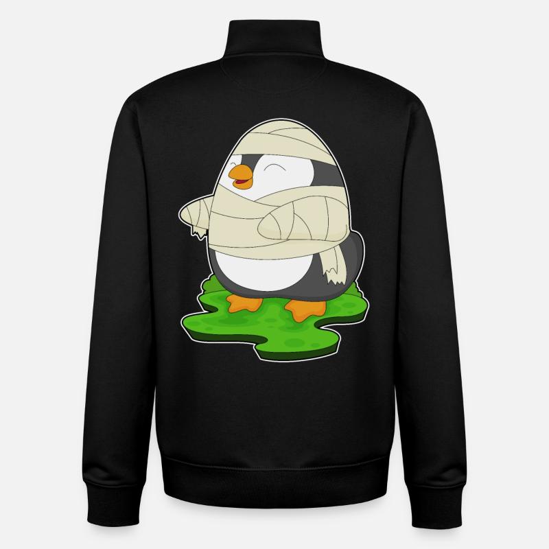 Penguin Halloween Mummy - Unisex Organic Zip Sweatshirt by Stanley/Stella - black